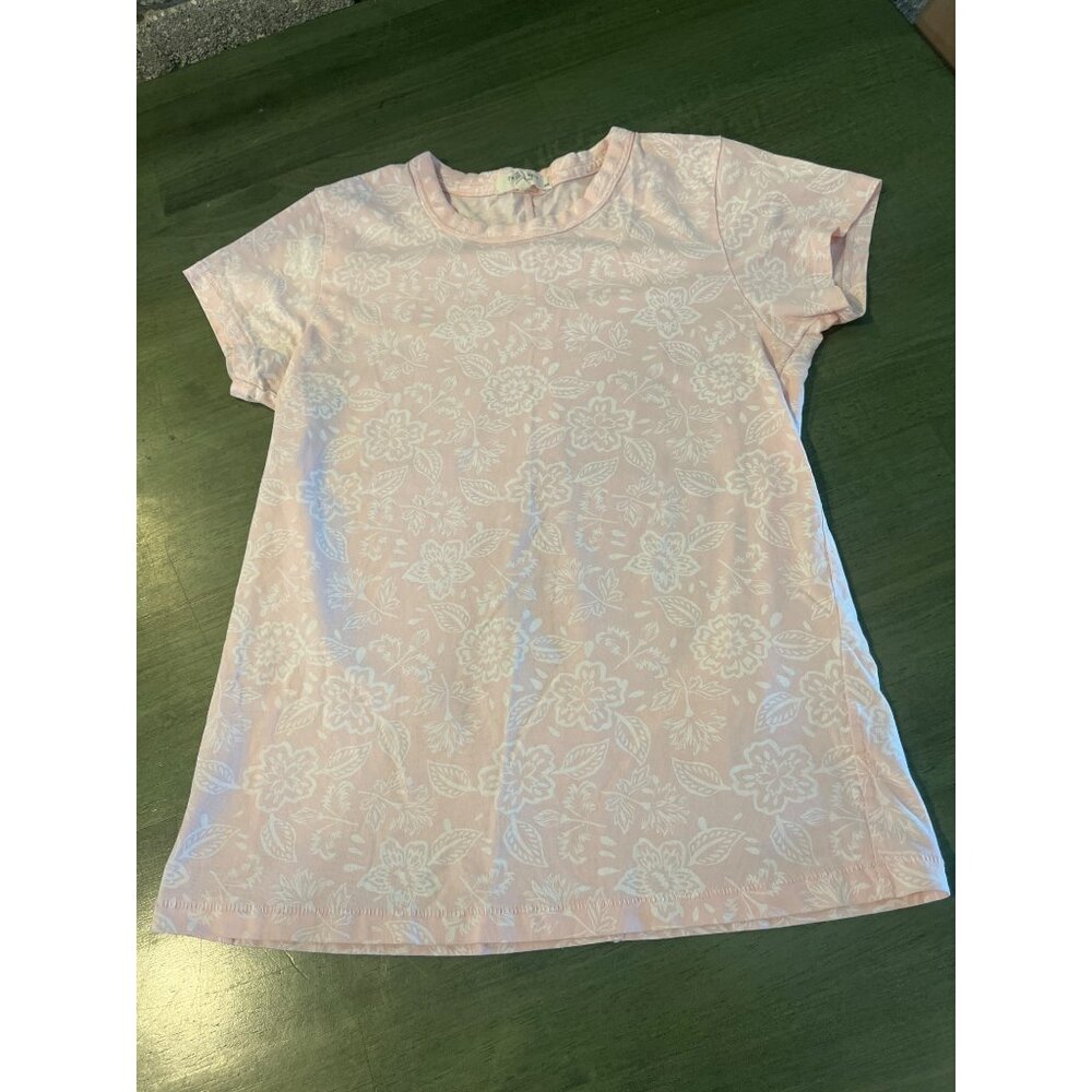 Rag & Bone S/P Pink Floral Short-Sleeve Cotton Tee Shirt